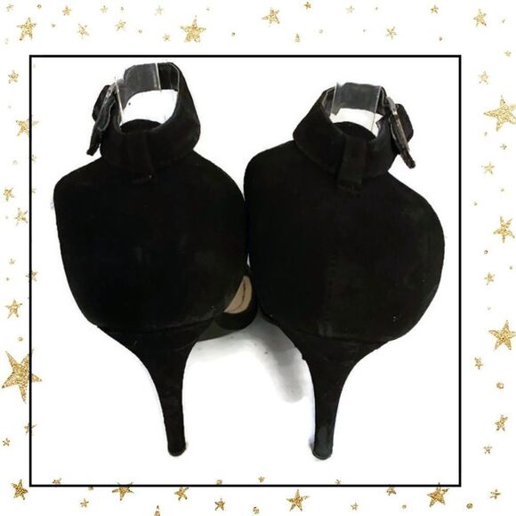 Anne Michelle Black Suede Ankle Strap Heels 8.5 - Picture 6 of 7